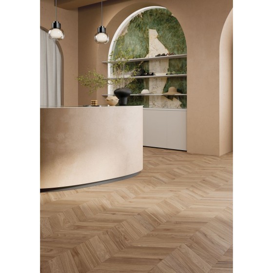 Honey Wood Chevron Mix Porcelain Floor and Wall Tile 75x407mm
